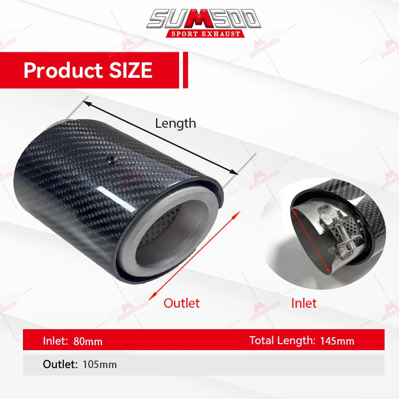 4 قطع حقيقية المزدوج اكسسوارات السيارات لسيارات BMW G90 G99 M5 ريال ألياف الكربون العادم تلميح 105 مللي متر خارج الأنابيب لتعديل الخمار #2