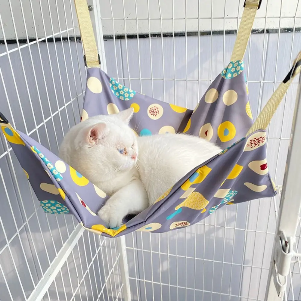 Cartoon Cat Hammock Bed Soft Wear Resistant Pet Cage Hammock with Hanging Hook Breathable Cat Hanging Basket For Four Seasons