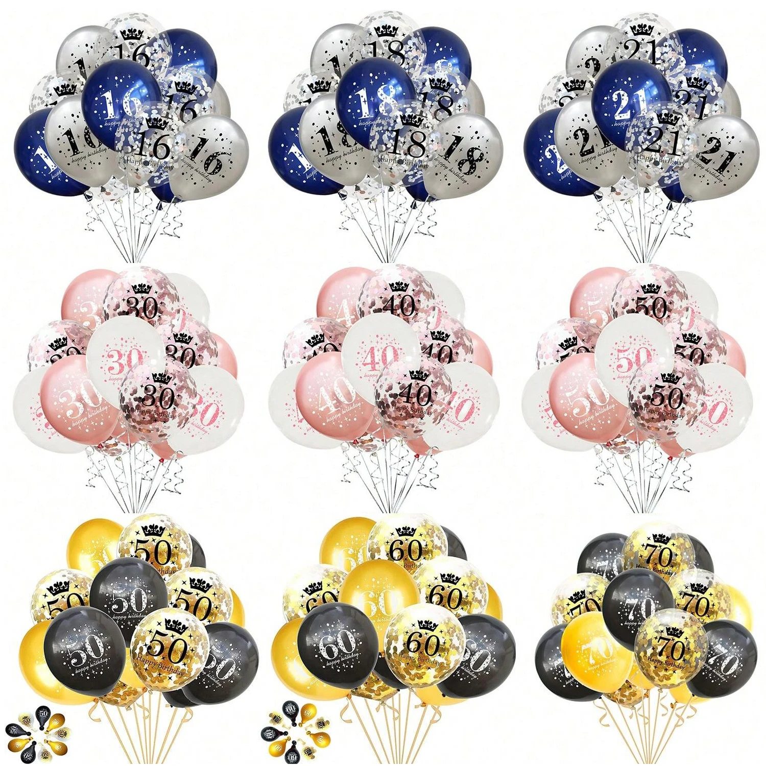 15 stuks 12 inch 18e 21e 30e 40e 50e 60e 70e 80e verjaardag feest latex ballonnen jubileum decoratie binnen buiten decoratie - afbeelding 2