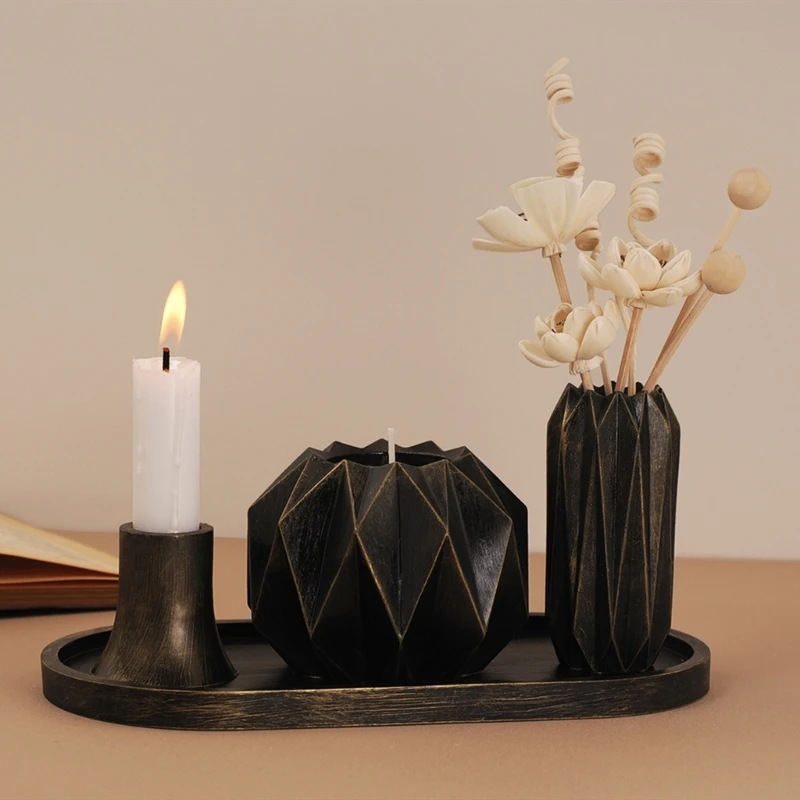 Elegant Vase Holder with Storage Jar Mould Epoxy Candlestick Making Mould Multifunctional Home Decoration Molds 97QE