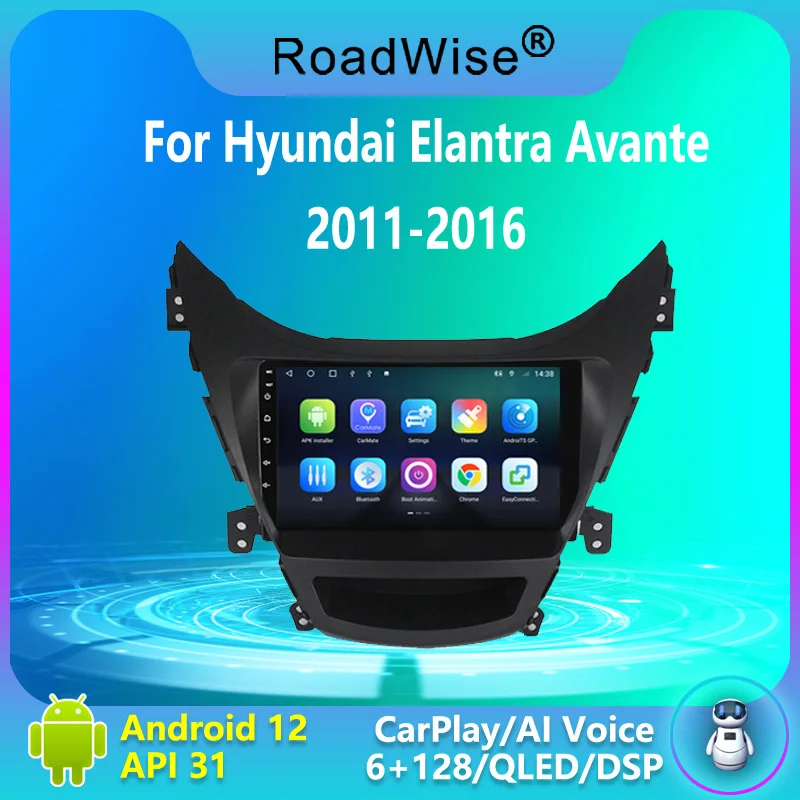 

Roadwise 2 Din Android Car Radio Multimedia Carplay For Hyundai Elantra Avante MD I35 2011 - 2016 4G Wifi GPS DVD DSP Autoradio