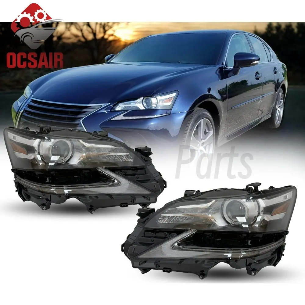 

Pair For Lexus GS200t/300/350 2016-2020 GS450h 2016-2018 Headlight Assembly LED Headlamp Unit Projector Type Left+Right Side