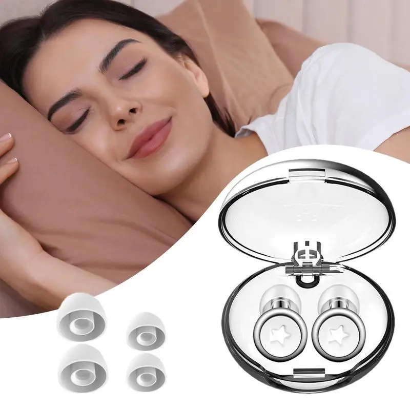 Auriculares con cancelación de ruido para dormir, tapones para los oídos de silicona, reutilizables, más calmados, para avión