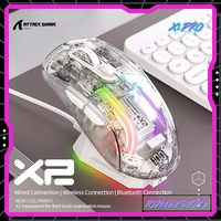 Attack Shark X2 Pro Tri-Mode Magnetic Charging Mouse Gaming Mouse Wireless Bluetooth RGB Lights Transparent Battery Indicator