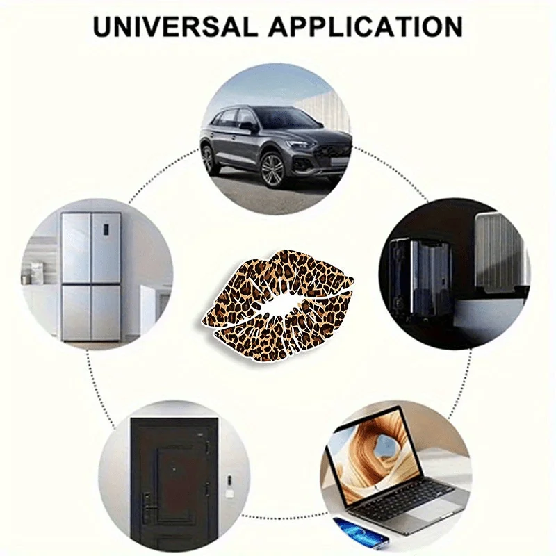 1pc ALLENG Stylish Leopard Print PVC Lip Stickers, Suitable for Cars, Trucks, Vans, Suvs, Windows, Walls, Cups,
