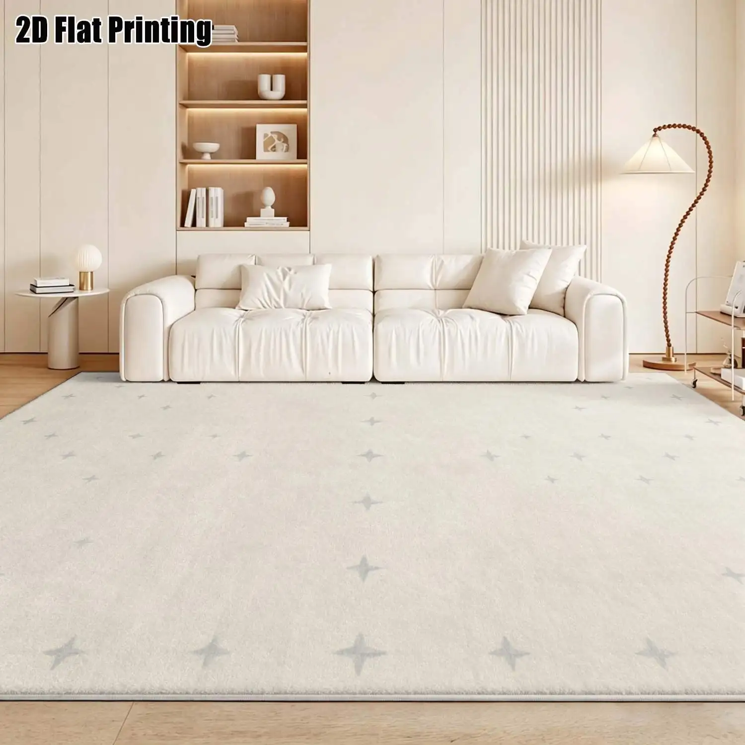 1Pc 2D Printed Light Gray Star Nordic Carpet, Instagram-Inspired Minimalist Floor Mat, Machine Washable, Multi-Size, Ideal for Home Decor in Multiple Spaces