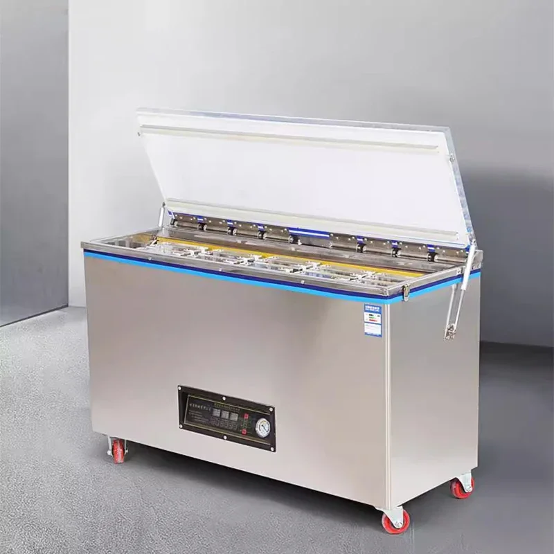 آلة تعبئة الفراغ الأوتوماتيكية بالكامل آلة تعبئة الفراغ التجارية الكبيرة طعام مطبوخ، جاف ورطب ثنائي الغرض طازج