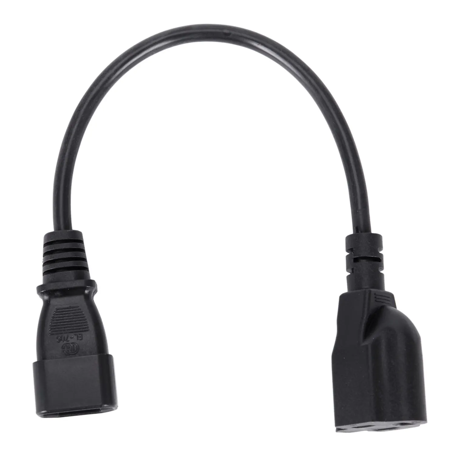 1ft IEC 320 C14 Male Plug to NEMA 5-15R 3 Prong Female PC Power Adapter Cable BlackJAS