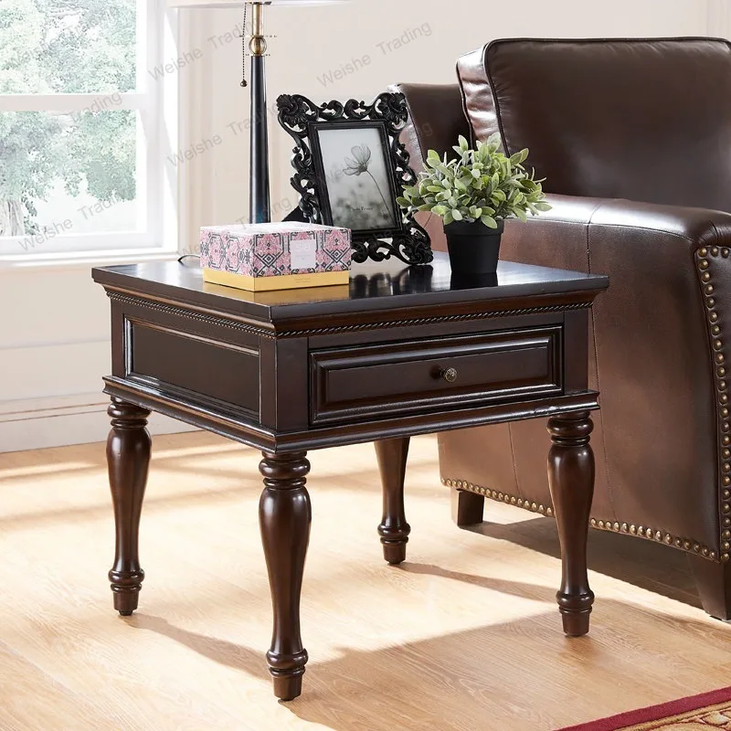 Solid wood living room sofa square table small coffee table apartment type square side cabinet phone table