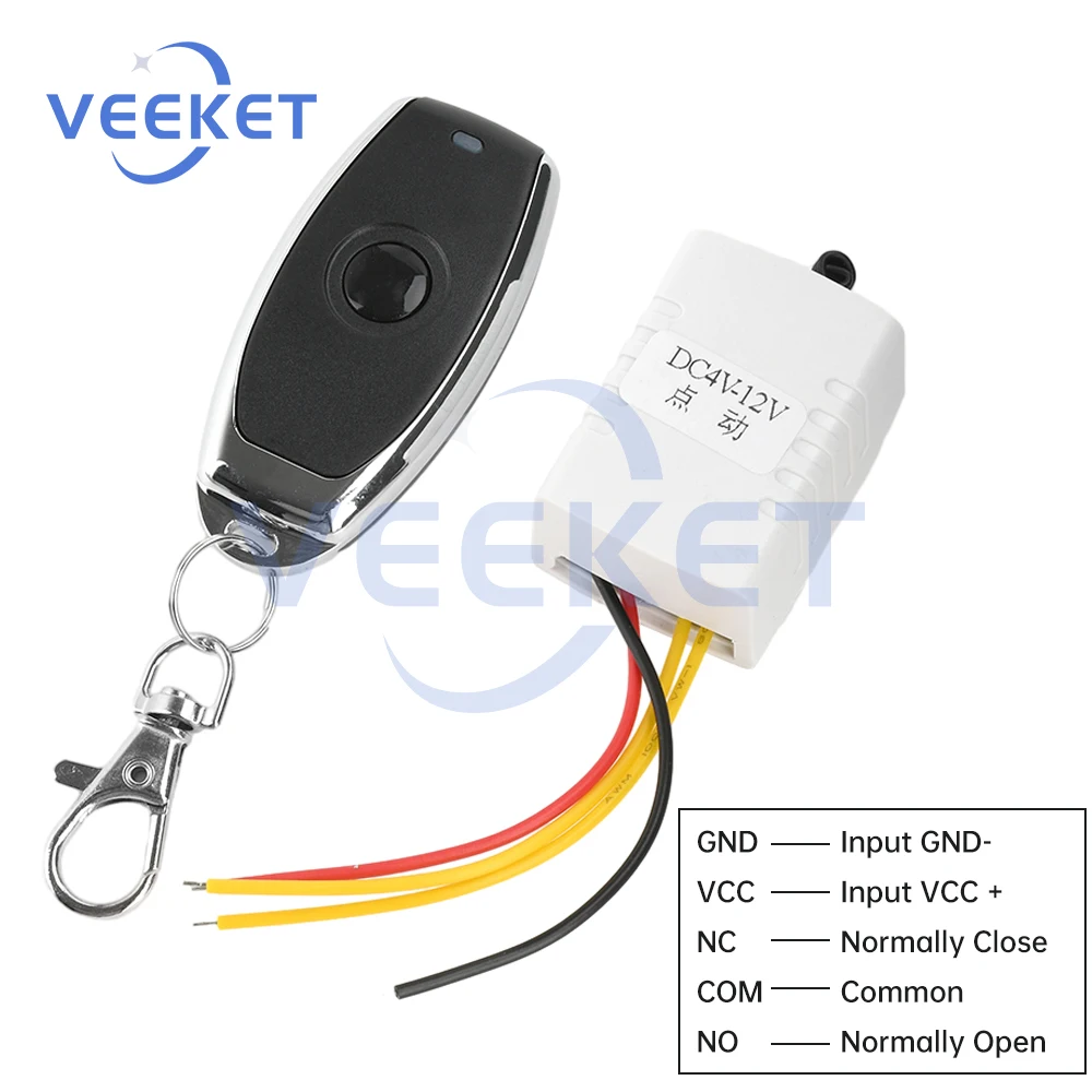 DC 4-12V Wide Voltage Wireless Remote Control Switch Access Control Relay Switch Transceiver 315MHZ/433MHZ