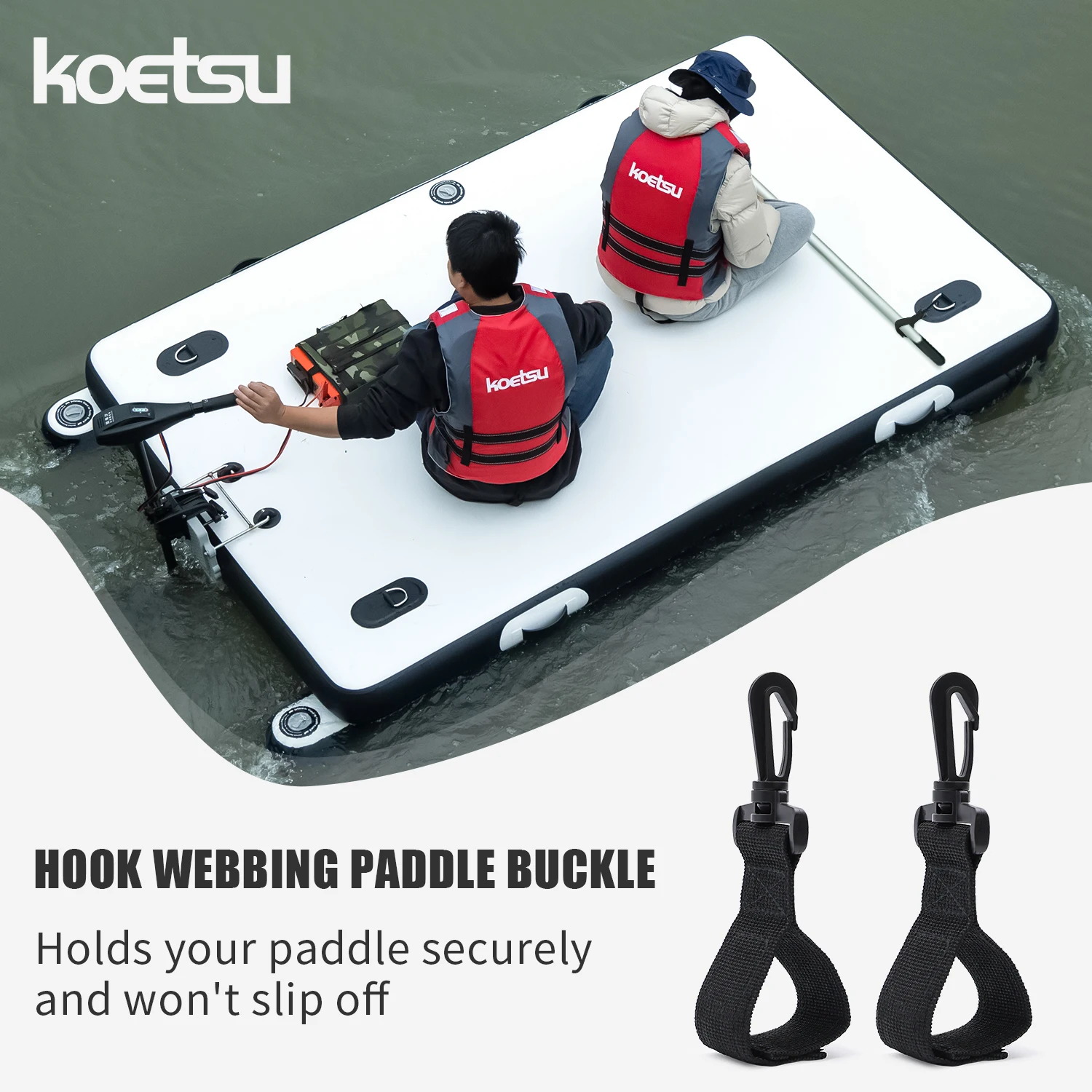 KOETSU 6PCS KOETSU kayak webbing hook - Paddle anti slip and anti loss, with Magic strap, ideal for fixing canoes and inflatable