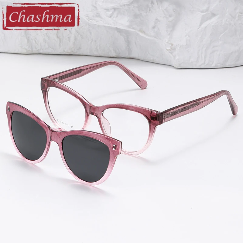 Chashma Prescription Glasses Women Cat Eye Clip On Optical Eyewear Acetate Spectacles For Recipe Myopia Read Eyeglasses Frames