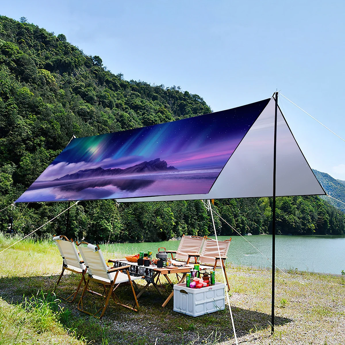 

Beautiful Aurora Sun Shade Canopy,Foldable Waterproof Portable Lightweight UV Resistant Tent For Seaside,Picnic,Park,Travel,Lawn