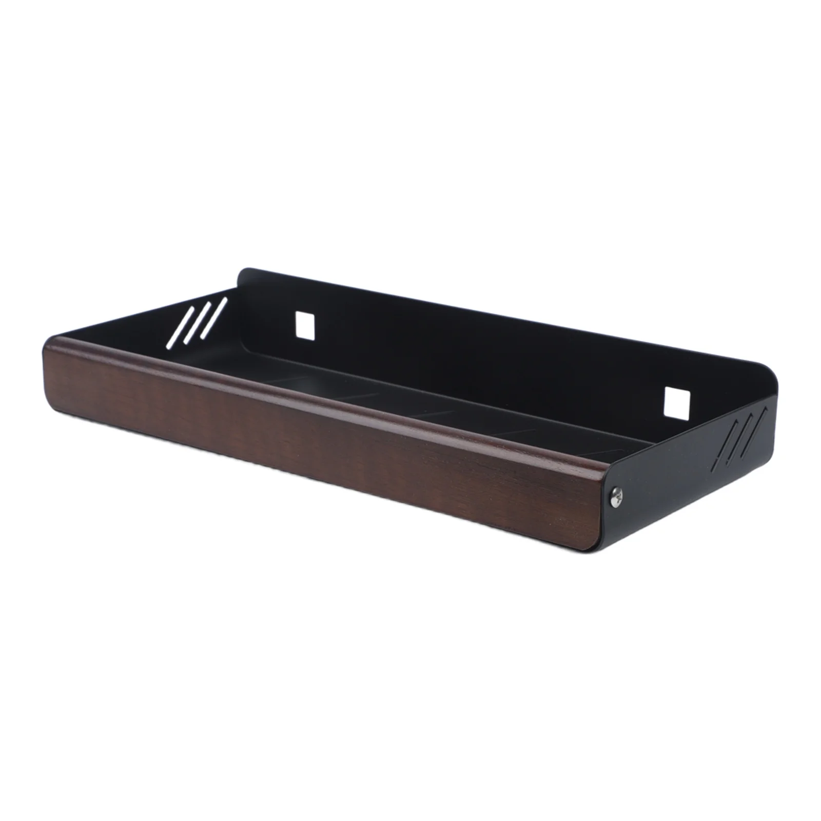 Water Resistant Suction Wall Shelf for Bathroom Kitchen Storage with Natural Walnut Wood and Aluminum Composite Design