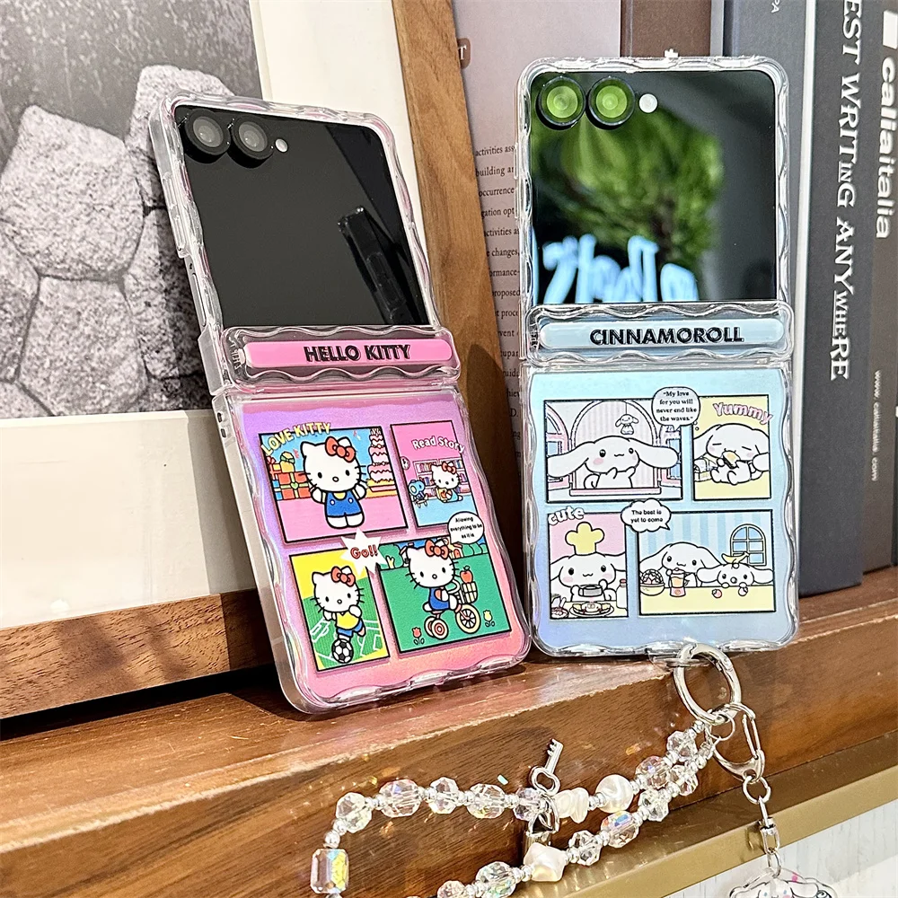 

Cute Cinnamoroll Cartoon Phone Case for Samsung Galaxy Z Flip7 Flip5 Flip6 7FE Cases Hellokitty Cover Protection Fund with Hinge