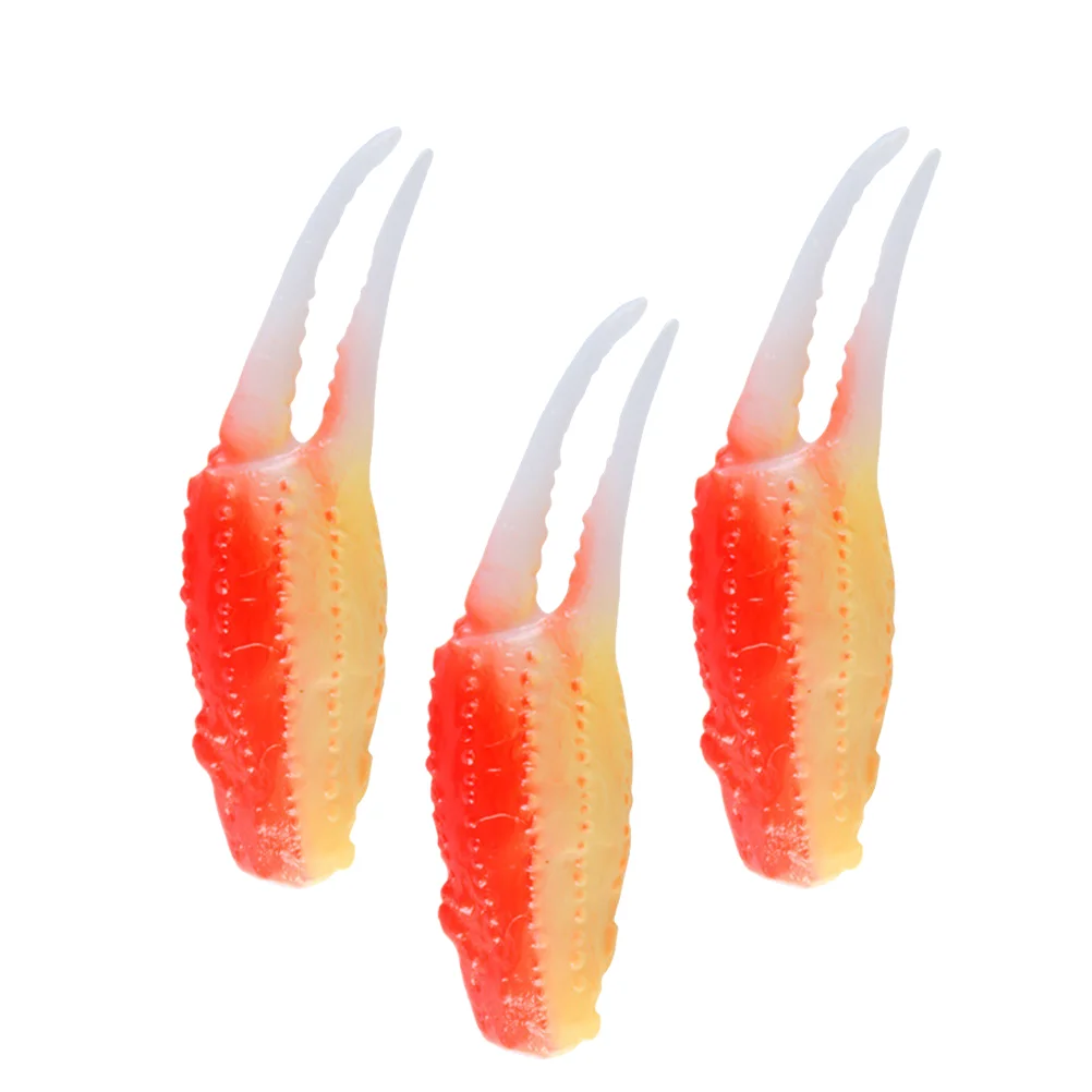 3 Pcs Shrimp Model Artificial Food Prop Toys Crabs Lifelike Claw Statue Realistic Seafood Dining Table