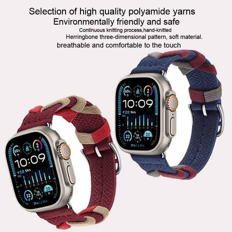 Logo Single Tour Strap For Apple Watch Series 10 9 46mm 45mm 41mm 44mm 42mm Nylon Sport Bracelet iWatch Ultra 2 49mm 6 7 8 40mm