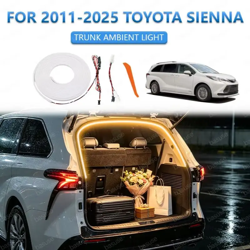 FOR 2011-2025 TOYOTA SIENNA Trunk Light Modification Light Atmosphere Lights White Warm White Frunk Trunk LED Light Bar