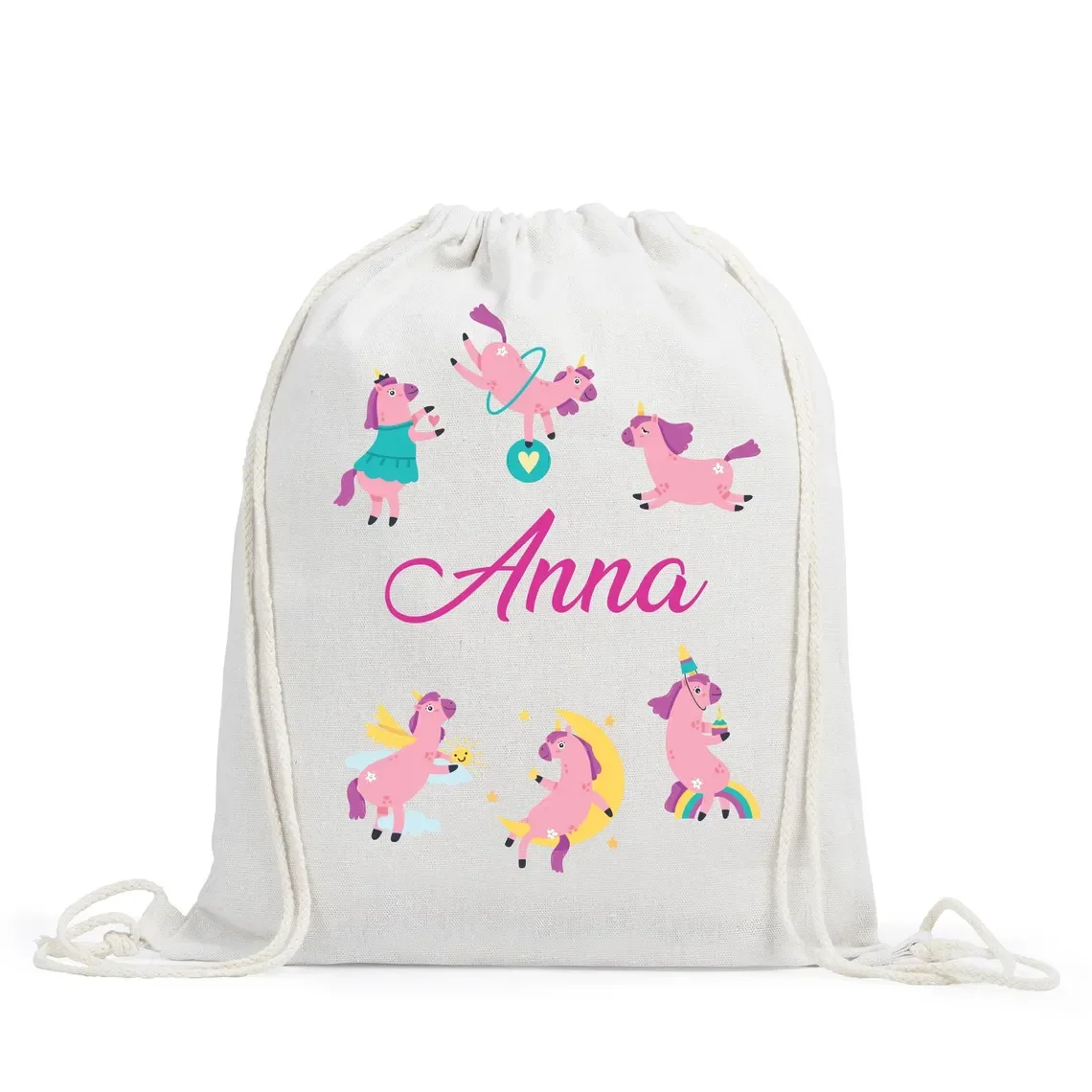 

"Personalised Kids Drawstring Bag – School/Gym/PE/Swimming Bag, Back to School Gift for Girls & Decoration"