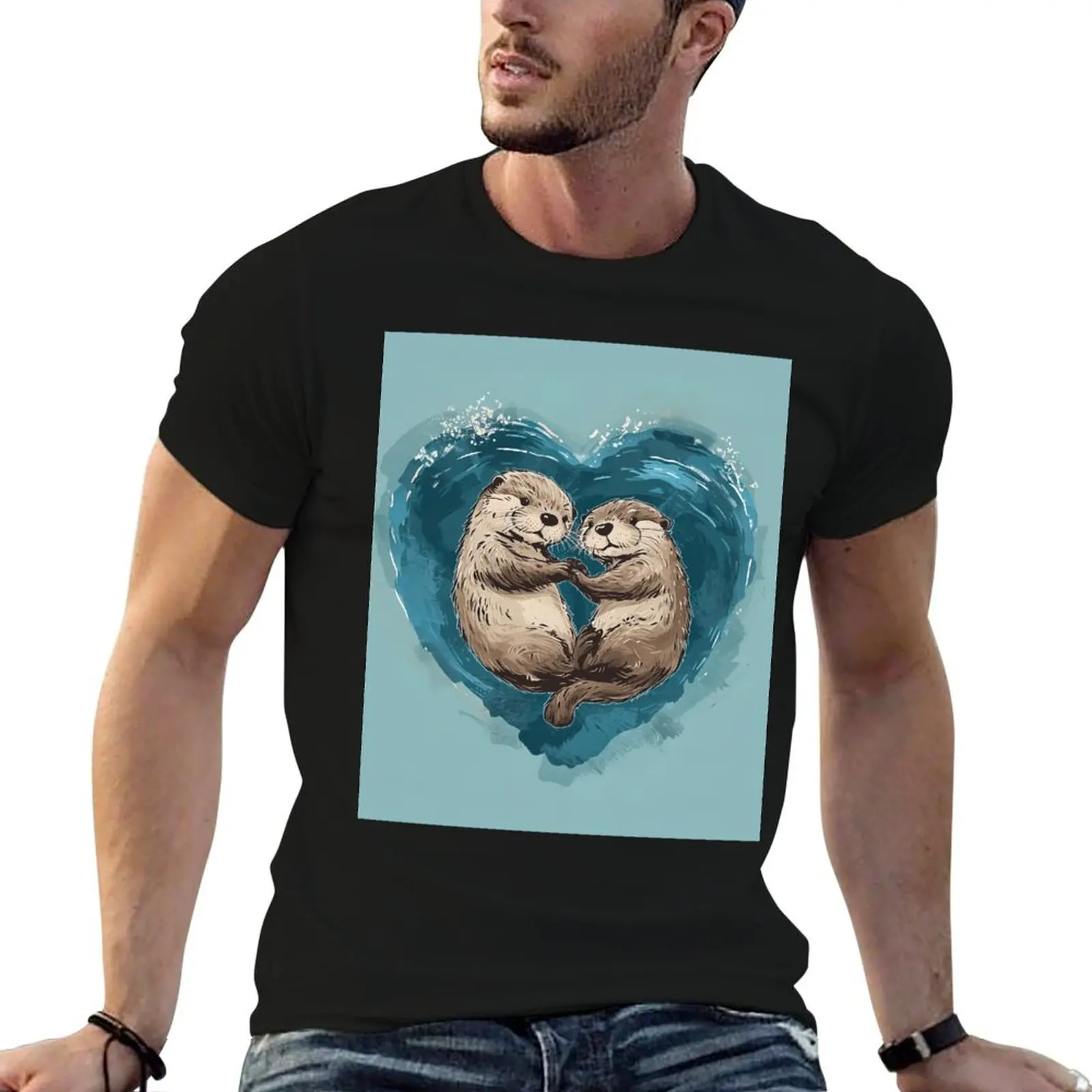 A Whole Otter Love - Otters Swimming Together T-Shirt anime figures man clothes anime plain plus size men clothing