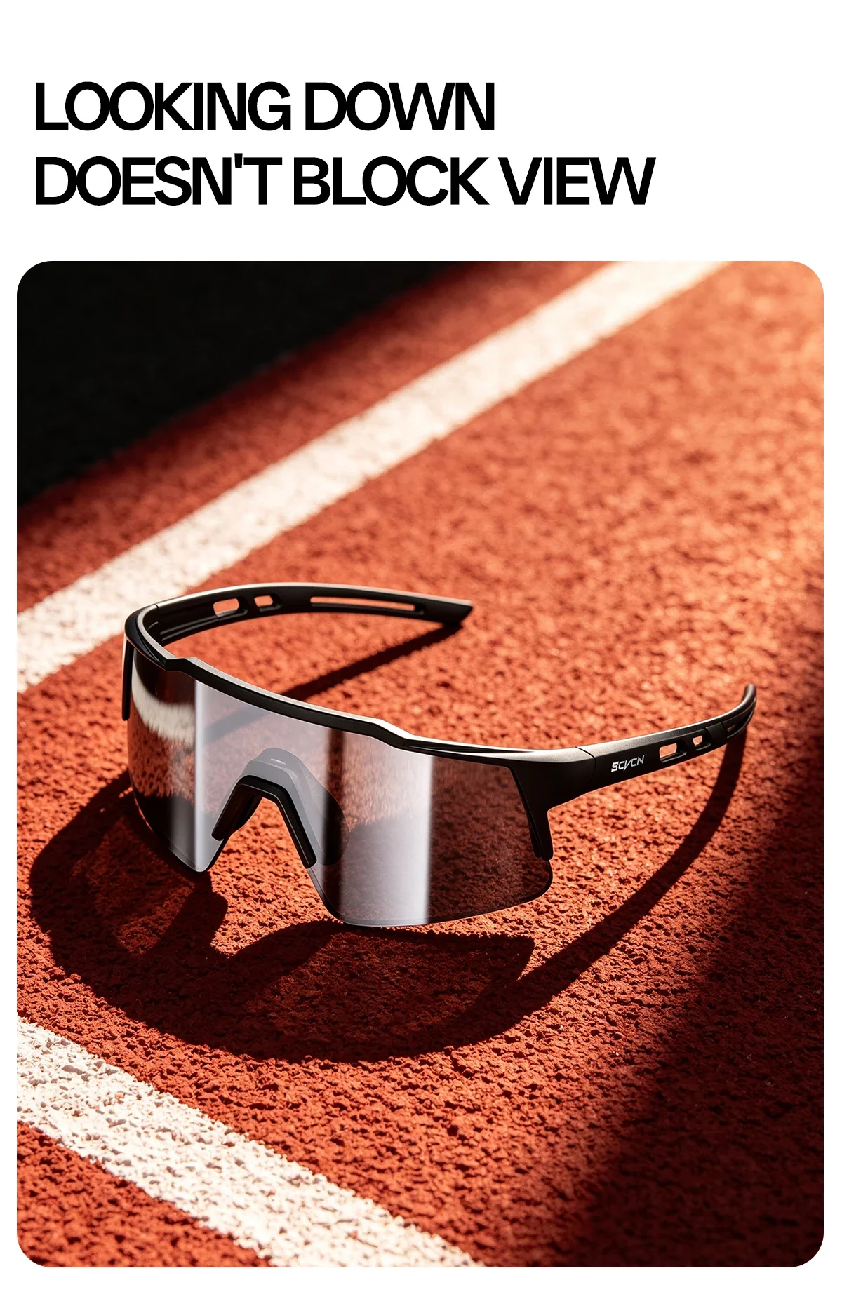 SCVCN Photochrome Fahrradbrille Wanderbrille Fahrbrille für Männer und Frauen Reise Golf Outdoor MTB Bike Pickleball Schutzbrille – Detail 4