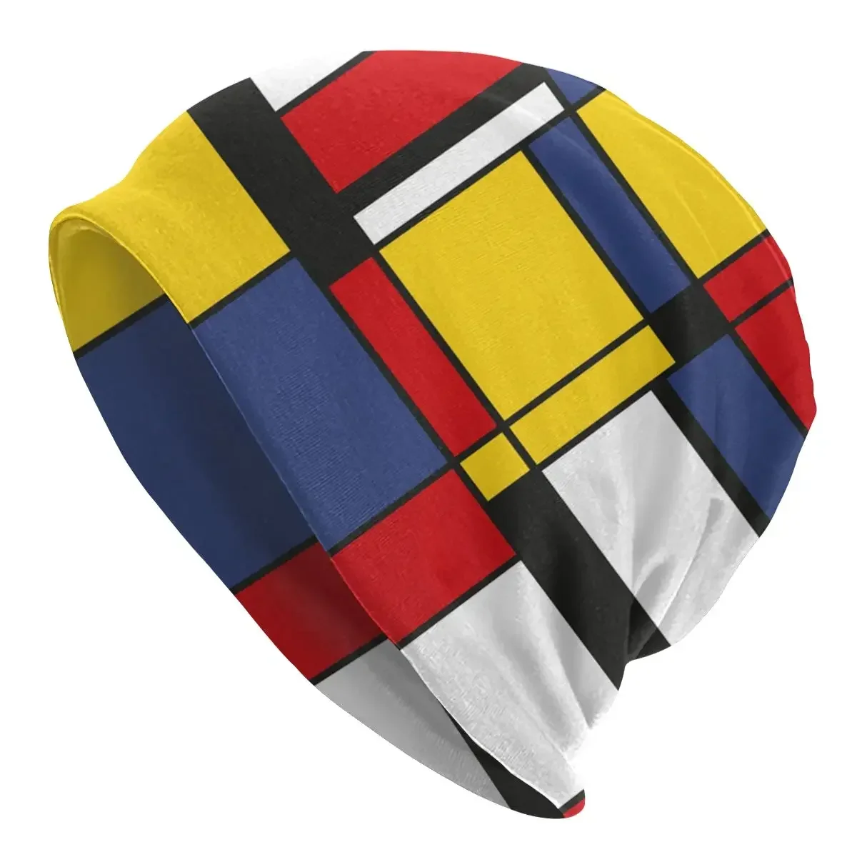 Mondrian Geometric Art Abstract Bonnet Hats Knit Hat  Autumn Winter Outdoor Skullies Beanies Hat Unisex Adult Warm Dual-use Caps