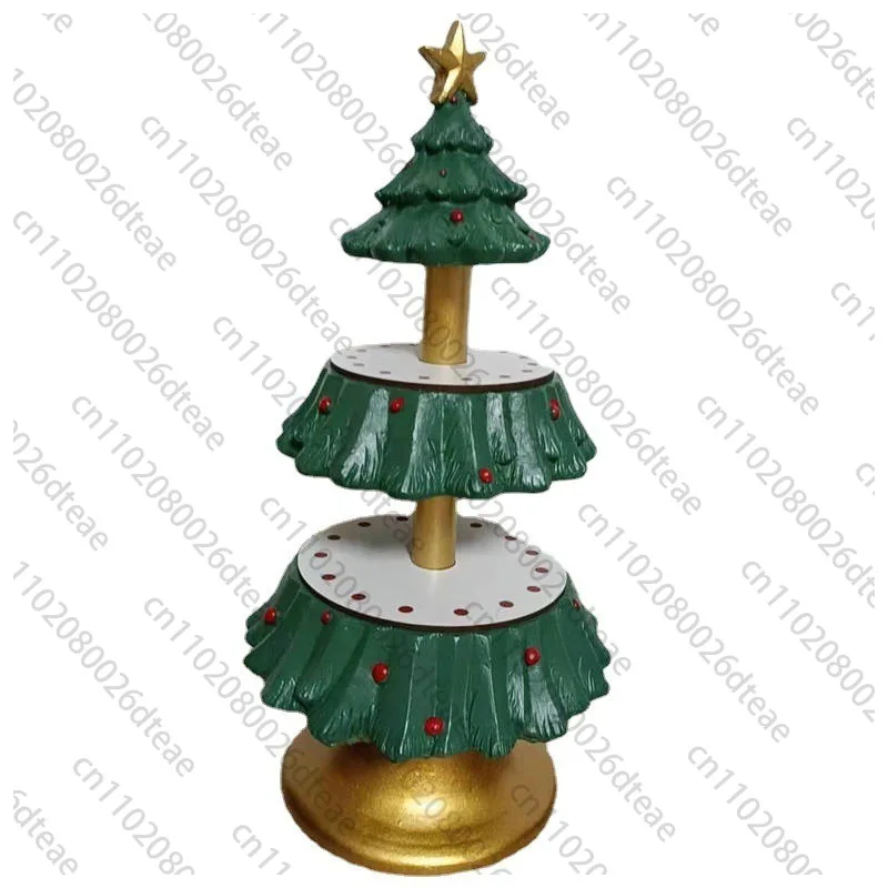 Resin Christmas Tree Cake Stand 2 Tier Cupcake Stand Dessert Tower Pastry Serving Tray Xmas Ornaments Table Decoration 2025