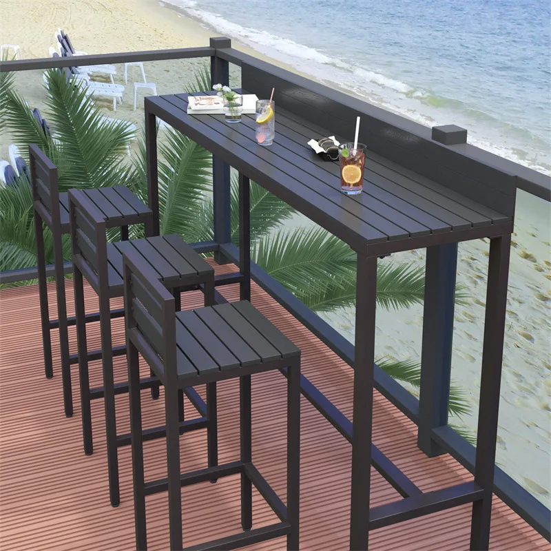Outdoor waterproof bar table Bar terrace Courtyard sun protection rain protection Tall table Long table