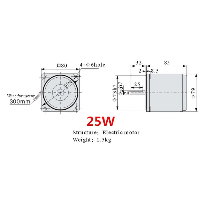 220V 25W Optical Axis Deceleration Geared AC Motor 1250RPM with Speed Controller NEW