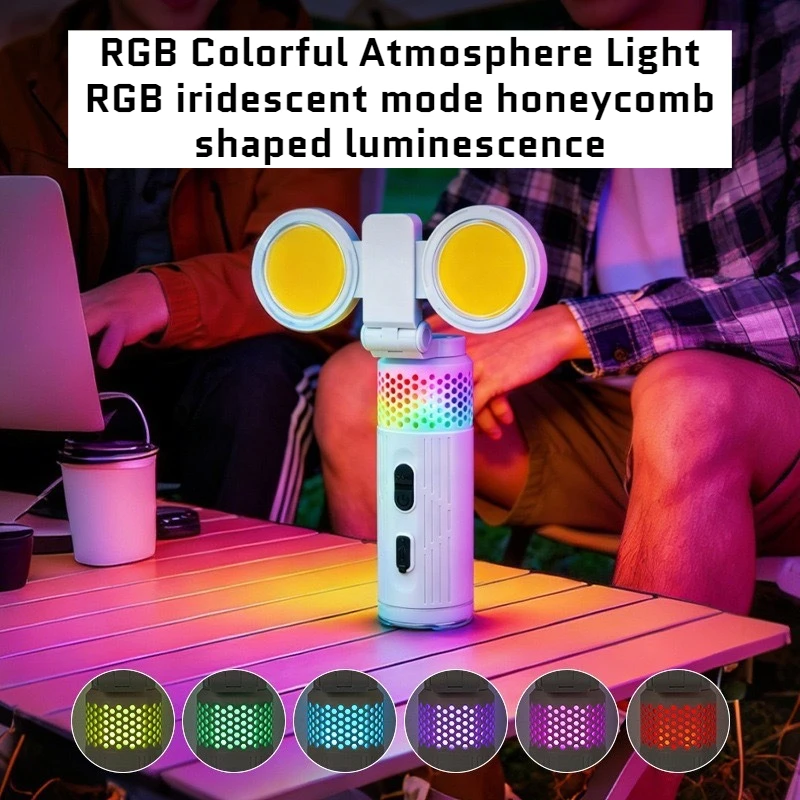 Portable RGB Ambient Camping Light Built-in Magnet Design, USB Rechargeable Multi Color Tent Lamp Outdoor Working Lighting
