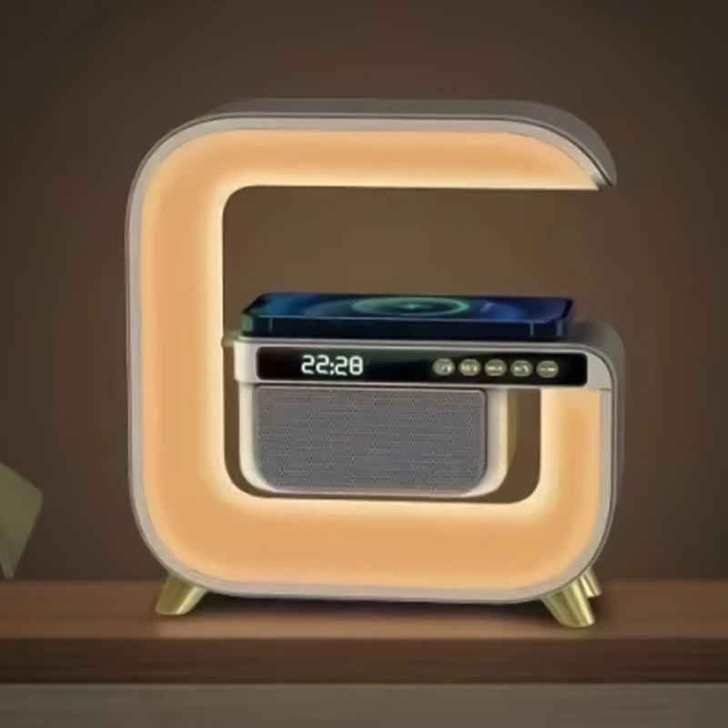 LED Nightstand Light Charging Pad BLE5.3 Alto-falante sem fio despertador
