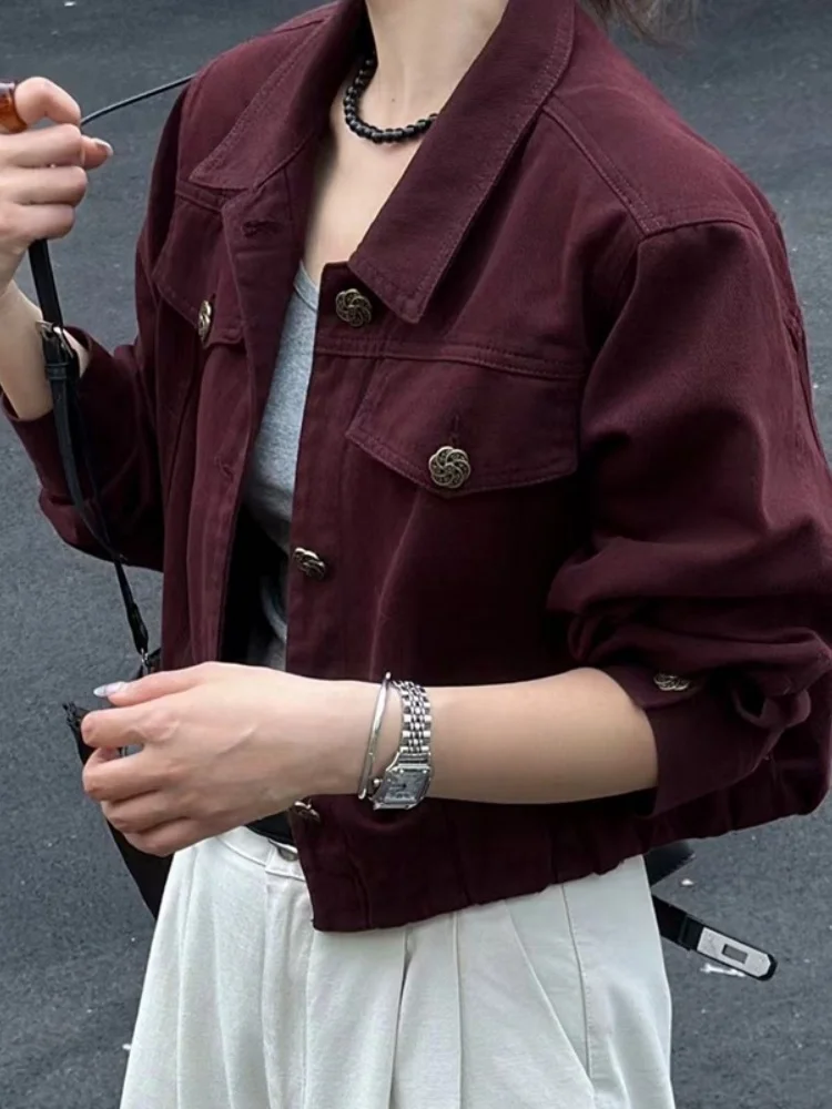 

Faionable ort Denim Jaet Women's Casual Sle Autumn New Arrival Age-Defng Trendy Small Stature Leisure Quali Coat