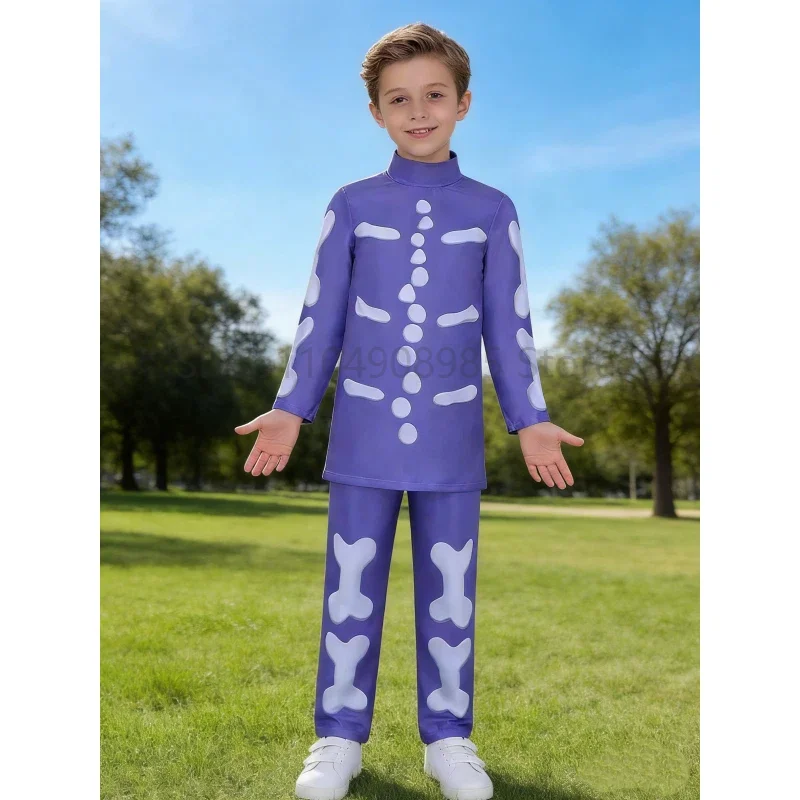 

Junge Purple Skeleton Outfit enfant Fancy Dress Up World Book Day Stage Performance Clothes Carnival Party Costume