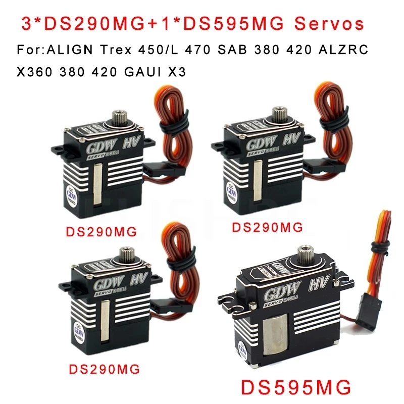 GDW DS290MG DS595MG Digital Coreless Swashplate Servo For Steam AK400 GOOSKY RS4 VENOM ALZRC X360 SAB 380/420 470 RC Helicopter - Image 3