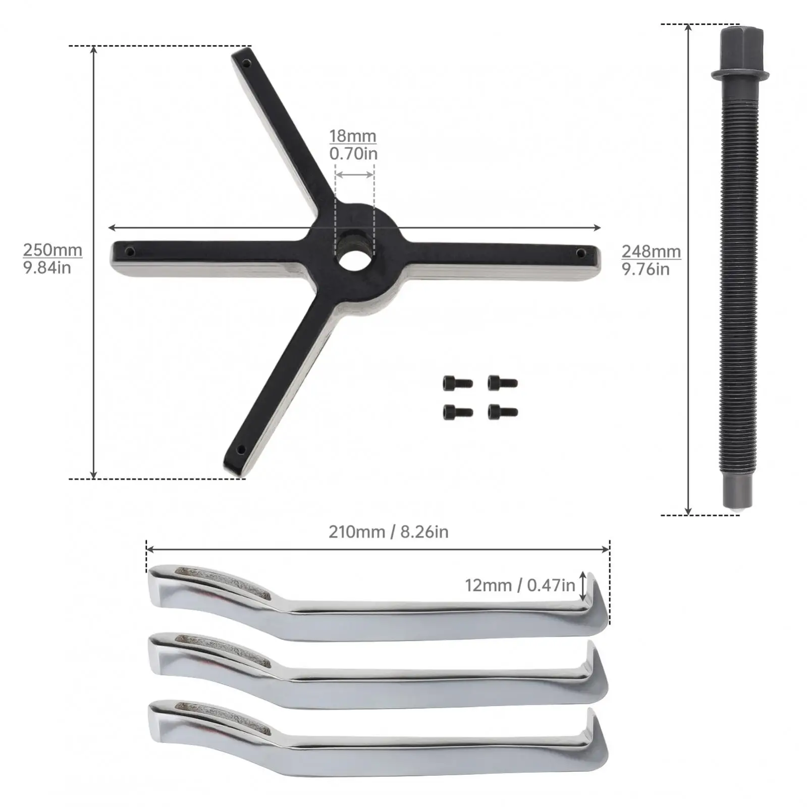 10inch 3 Claws 2 Claws Multifunctional Puller for Pulley Disassembly / Bearing Maintenance with Anti Detachment Steel Nails