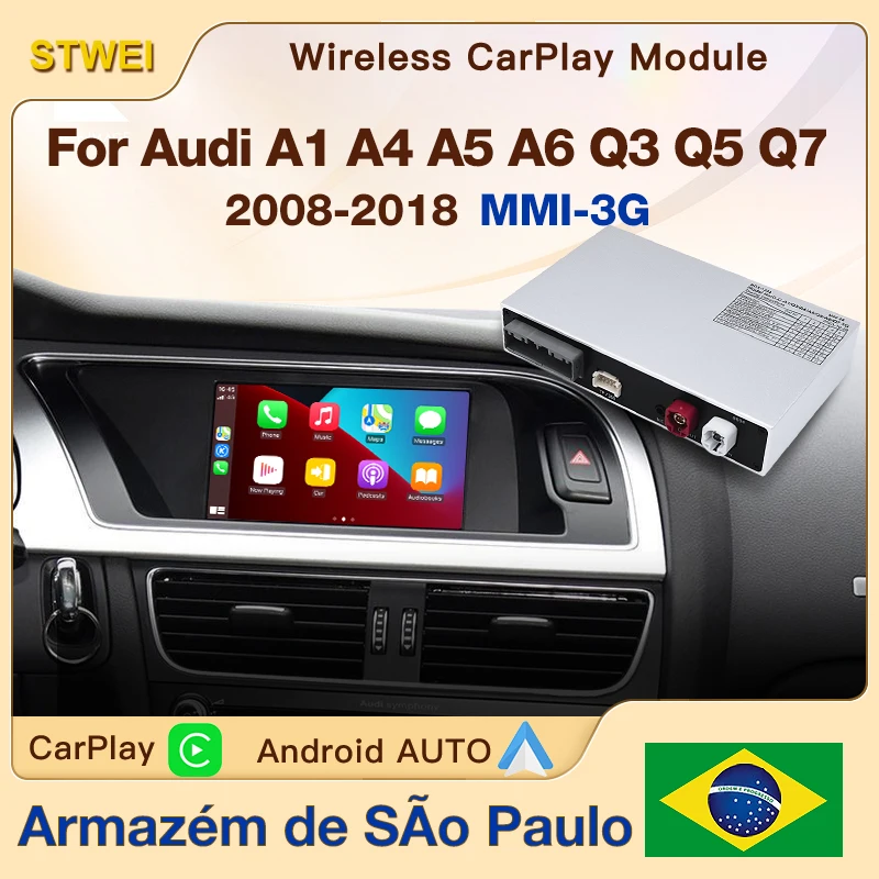 Carplay sem fio para audi mmi 3g q5 q7 2010-2018 a4 b9 a5 2008-2016 a6 2009-2011 carplay android auto espelho link câmera reversa