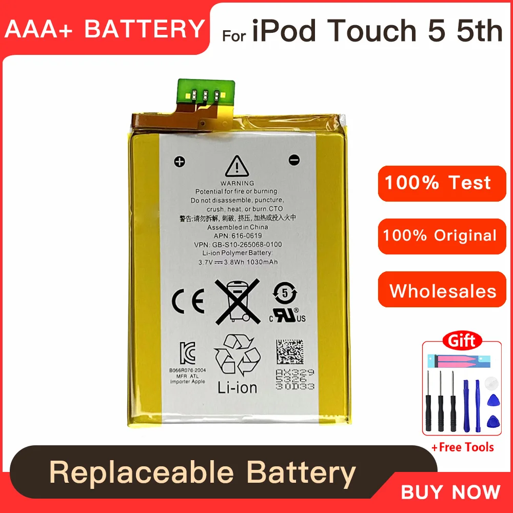 

Genuine New Battery1030mAh 616-0619 A1421 Polymer Battery For ipod Touch 5 5th 616-0621 616-0619 LIS1495APPCC Batteries + Tools