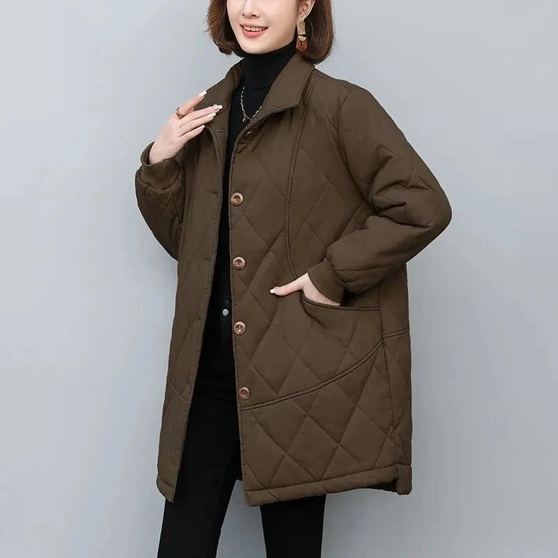 Oversized 6XL Women's Winter Coat Middle-aged mother's Loose Plush Thick Cotton Jacket Medium length Lamb wool Casual Jackets