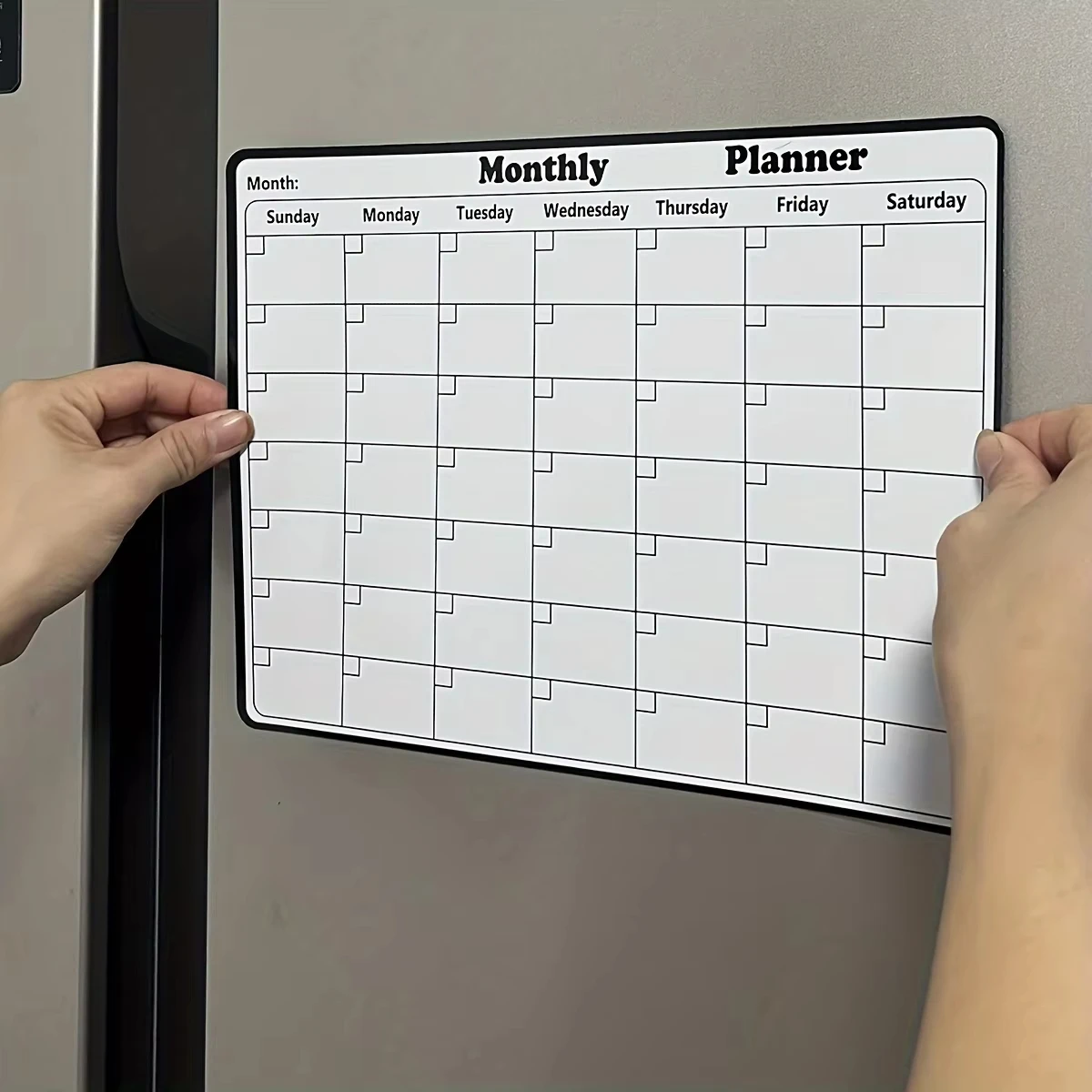Stylish Magnetic Dry Erase Calendar - Versatile Monthly Planner for Refrigerator - Easy Kitchen Organization & Deco