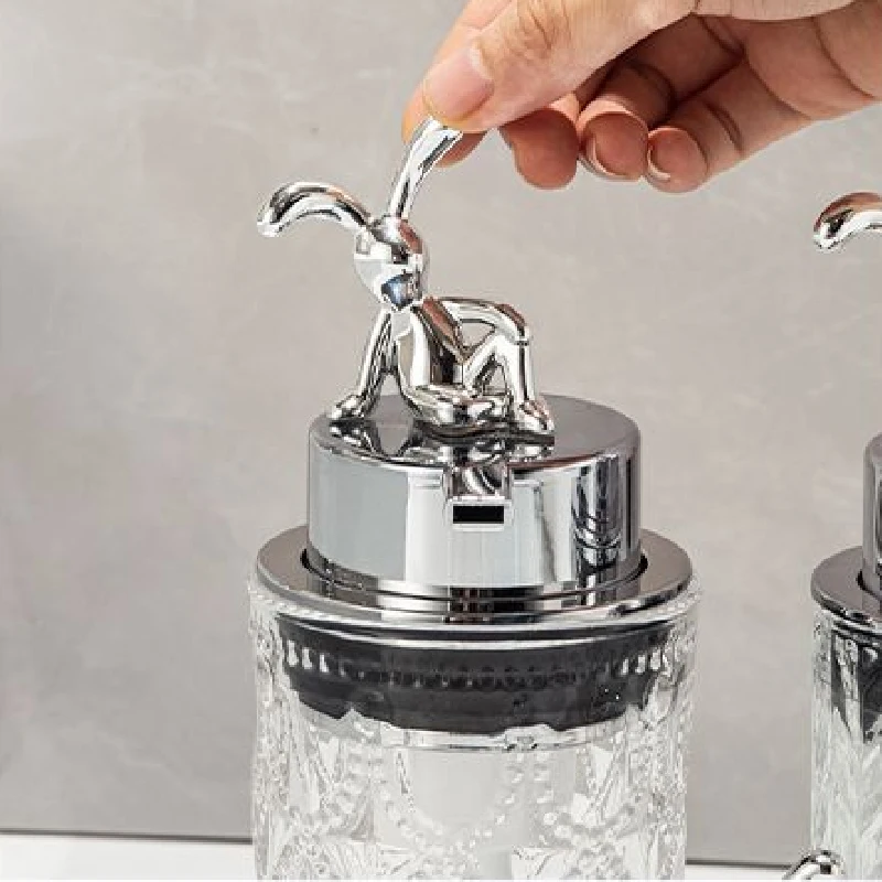 Creative Rabbit Glass Emulsion Bottle Bathroom Soap Dispenser Lotion Hand Sanitizer Bottles Bathroom Accessories Emulsion Bottle