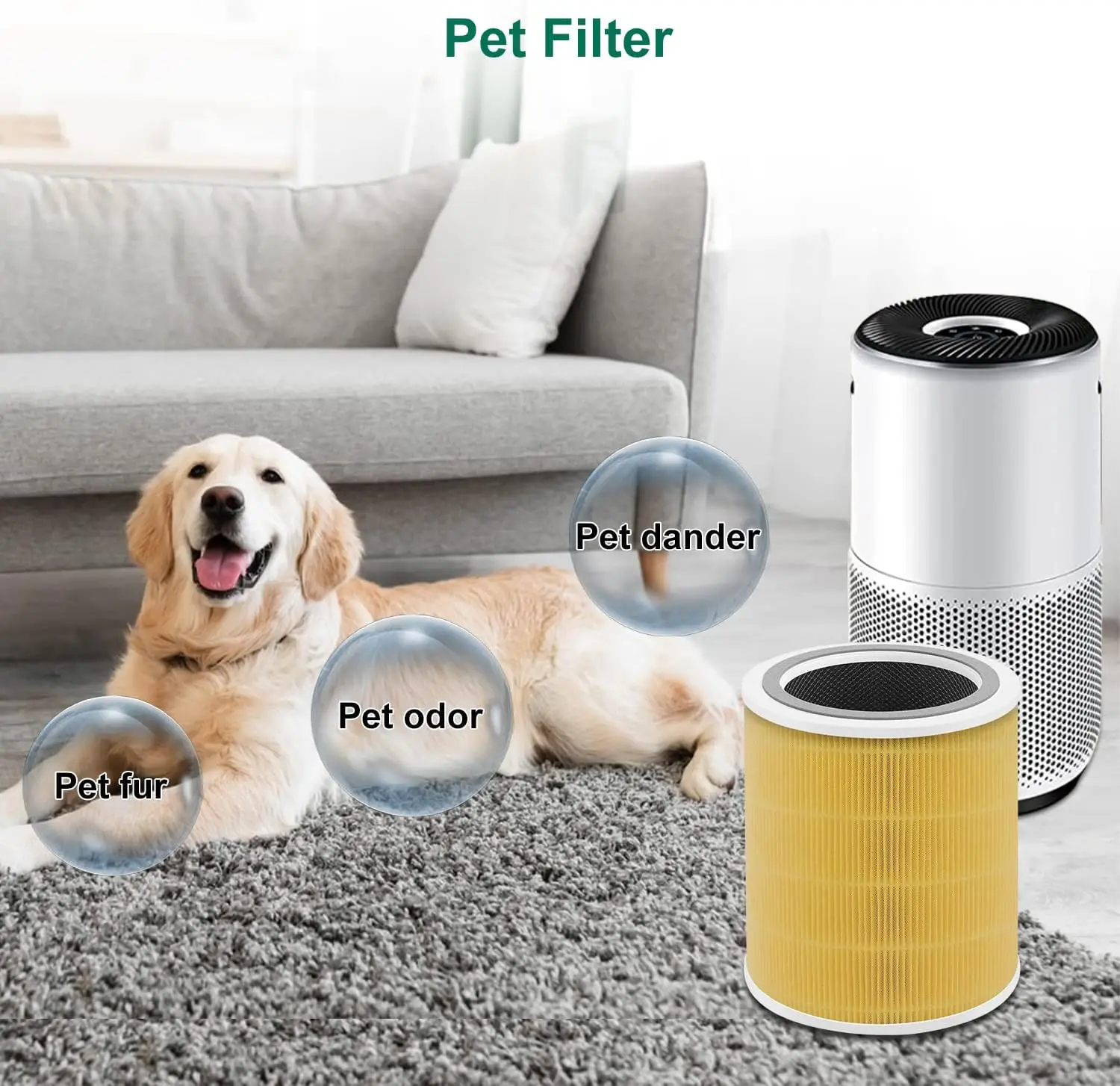 Filterhualv Levoit Hepa Filter for Levoit Air Purifier Core 400S Activated Carbon Filter for Levoit Core 400S Hepa Filter Levoit