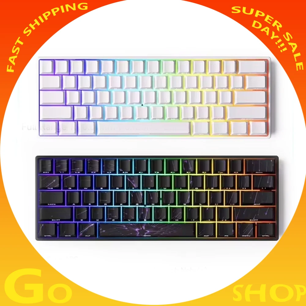 

Новый Monsgeek FUN60 61 клавиша магнитный переключатель трехрежимная клавиатура Bluetooth Беспроводная индивидуальная клавиатура ПК игровые аксессуары геймер