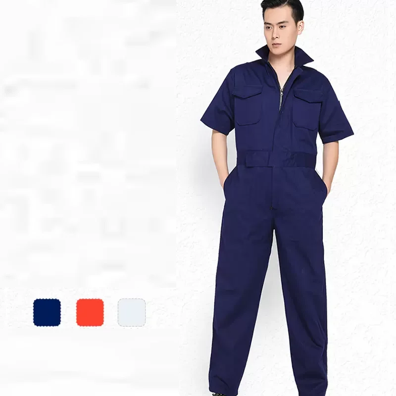 100% Cotton summer work overalls short sleeves working Uniforms mechanical electrical repairman coveralls Safety Work jumpsuits