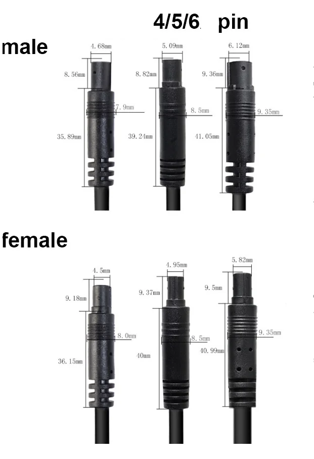 DIY 4Pin 5Pin 6Pin Jack Car DVR Camera Extension Cable HD Monitor Vehicle Rear View/Back Up Camera Wire Male Female Plug Cord a7