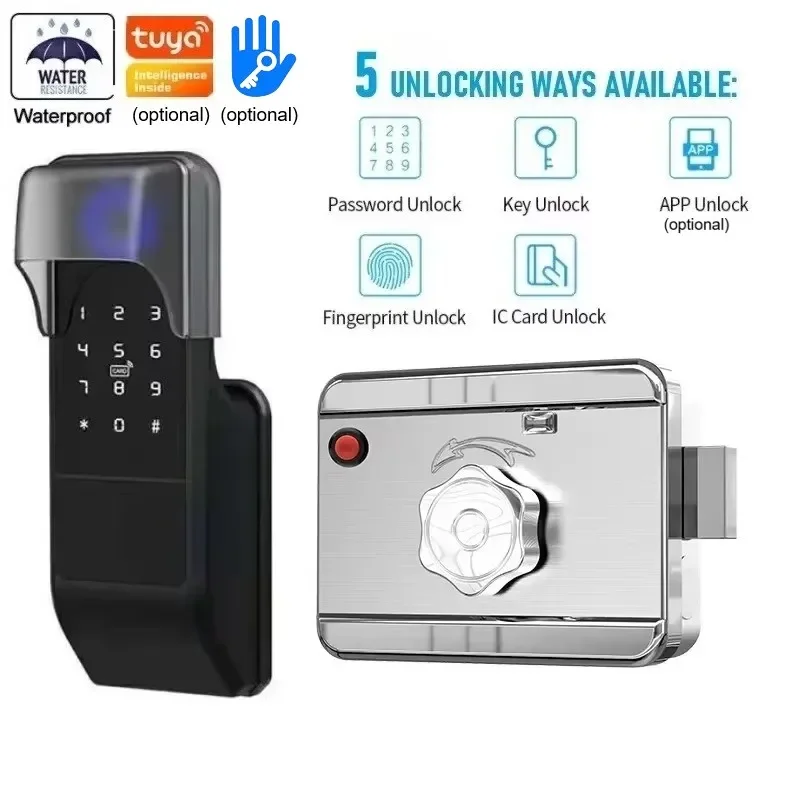 Tuya/TTlock APP Unlock Smart Door Lock Waterproof Courtyard Electronic Door Lock Fingerprint Password IC Card NFC Remote Unlock