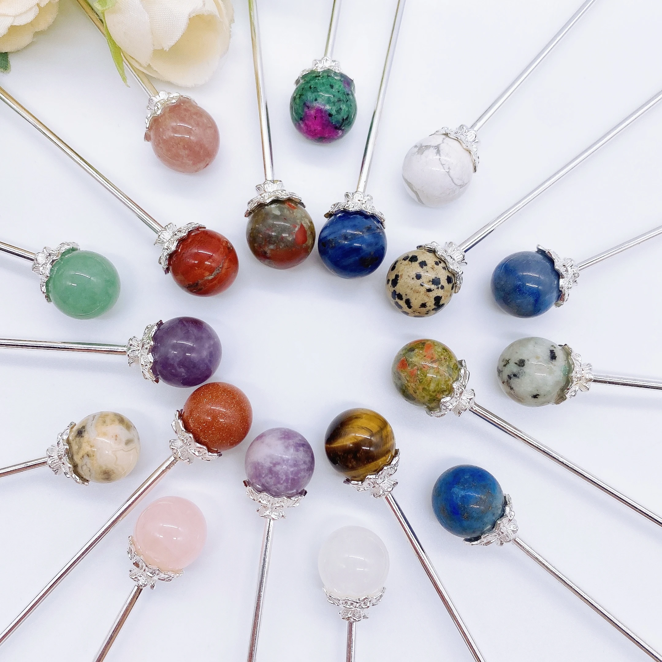 Natural Beads Hairsticks Crystal Stone Magic Wand For Women Home Decor Reiki Healing Hairpin Headdress Accessories Gift view 2