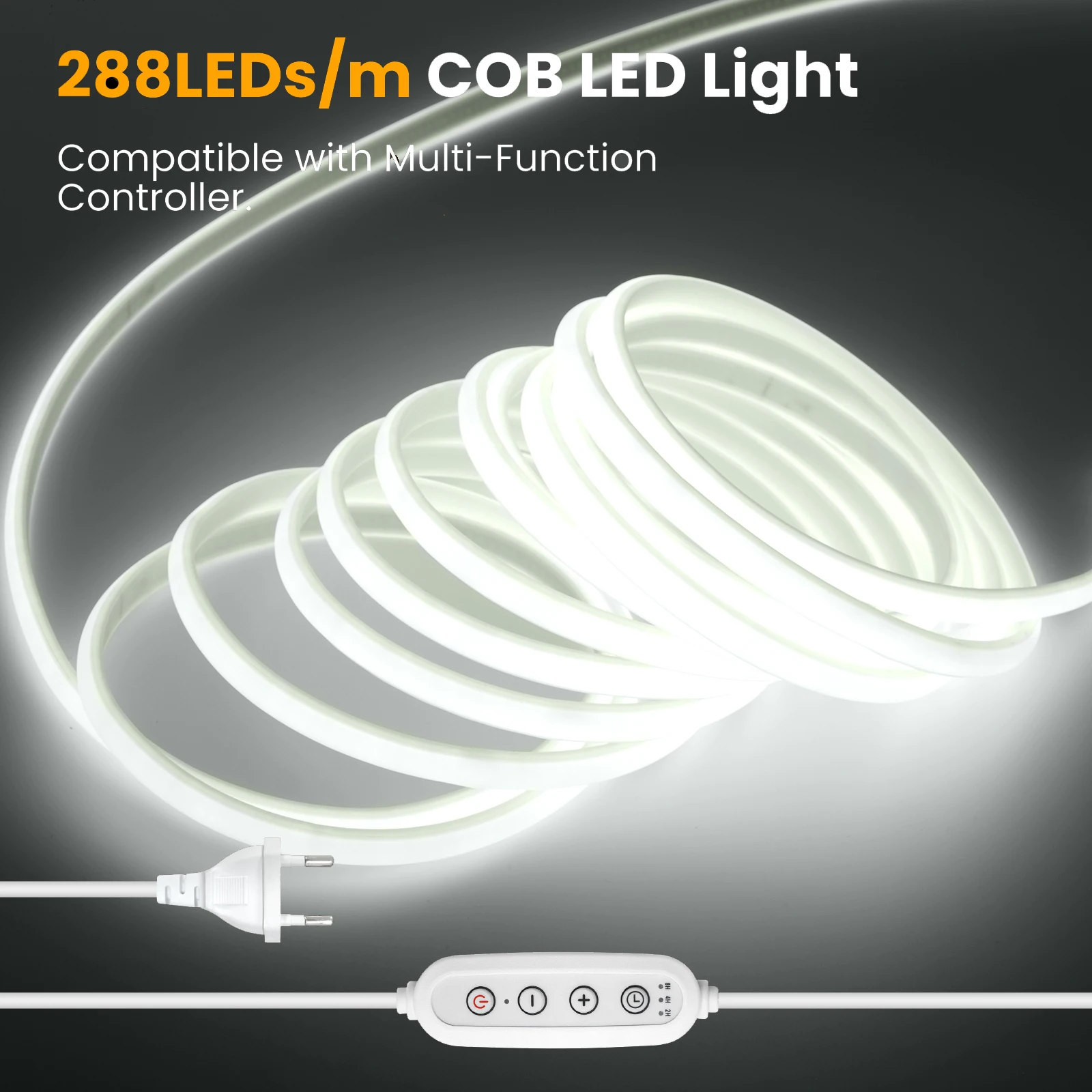 

AC 220V/110V Timing Dimmable COB Neon Strip EU/UK/US Kit 288LEDS/M Waterproof 3000K/4000K/6000K Flexible Light for Home Decor