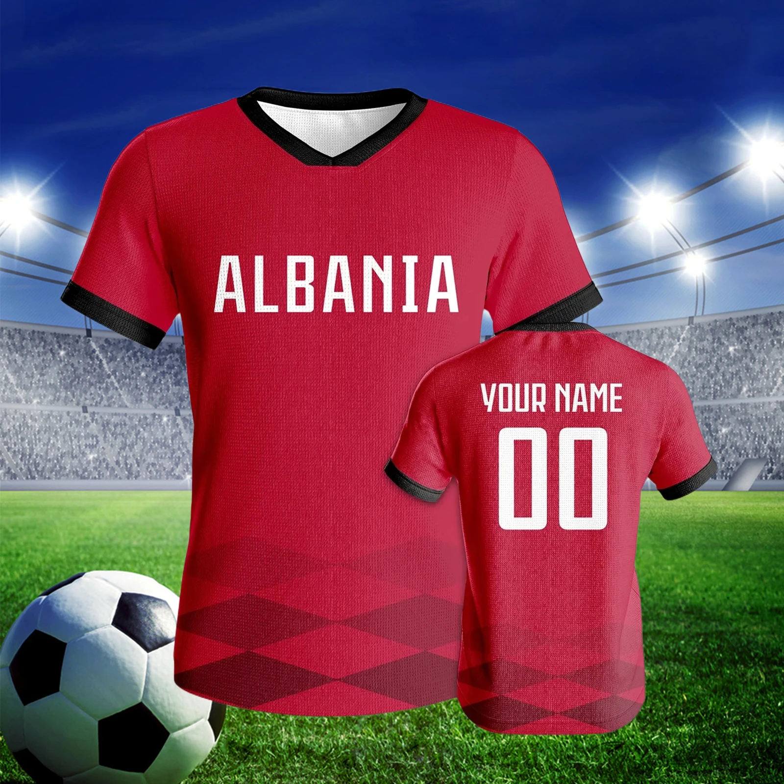 Custom Albania Soccer Jersey Personalized Name Number Sports Shirt Breathable Football Uniforms Men Women Youth Fans Gifts