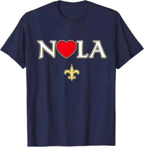 Love Nola New Orleans Fleur De Lis Heart NOLA T-Shirt Humor Funny Mardi Gras Costume Letters Printed Saying Tee Gift Graphic Top