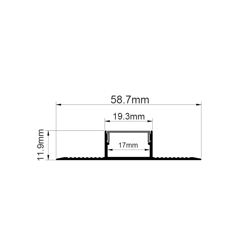 58.7x11.9mm Boundless Led Lace Line Lights Recessed Aluminum Profile For Bedroom Indoor